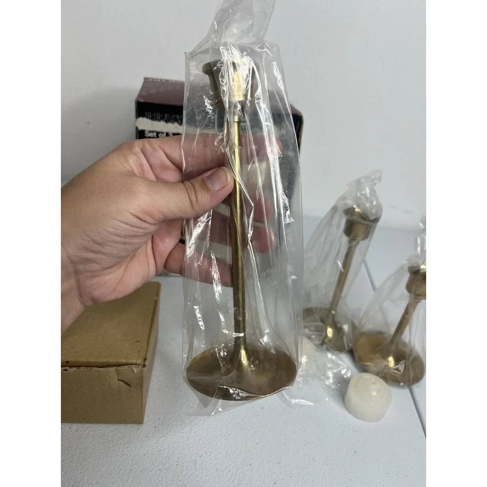 Vtg‎ Brass Candlestick Holders Graduated Sizes Set Of 3 Himark Brassware MCM